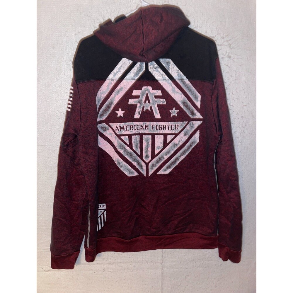 AMERICAN FIGHTER Men's L Hoodie Pullover UFC MMA Athletic Fleece Logo Dark Red